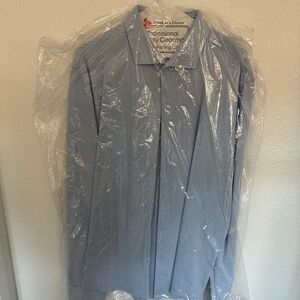 Murano Men's  Performance Slim Fit XL Long Sleeve Dress Shirt Light Blue